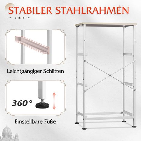 Irovami Commode 3 tiroirs en tissu – Gris clair, plateau bois, cadre acier, pieds réglables – Pour chambre, salon, entrée (1/4)