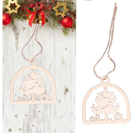 2 Sets mit je 20 hohlen Weihnachtsbaumkugeln aus Holz, kleine Dekorationen, 20 Stück. (1/5)