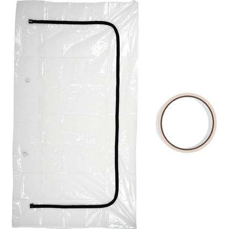 Barrière anti-poussière en forme de C, 12x2.2m, Protection de porte à fermeture éclair pour rénovation de maison, peinture, cloison sèche (1/5)