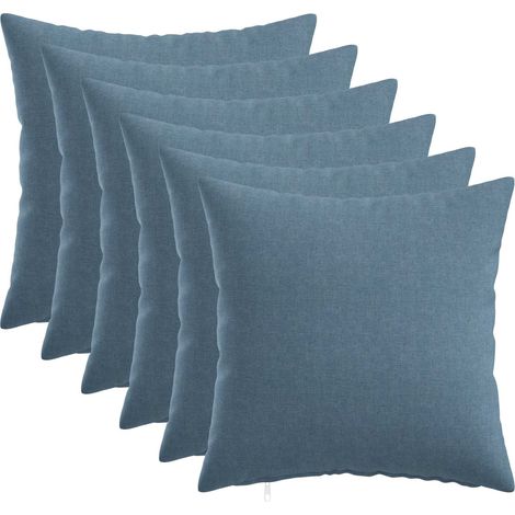 Coussin avec oreiller HEERLEN 6 pc Bleu denim Tissu vidaXL