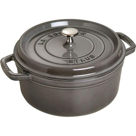 Staub Cocotte rotonda 24 cm grigio grafite in ghisa smaltata (1/4)