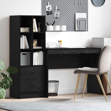vidaXL Desk Black Oak 145.5 x 40 x 127 cm 2 pcs