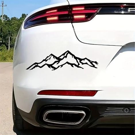 Lot de 2 autocollants de voiture 20 x 5,5 cm Design de montagne Autocollants en vinyle d'extérieur imperméables Décoration de voiture pour fenêtre de voiture SUV Camion AZ91 (noir) (1/5)