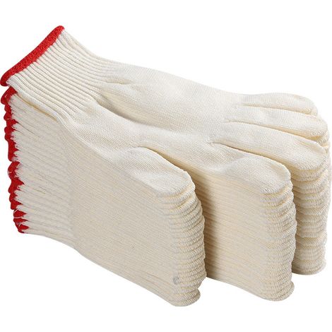 Gants de sécurité et antidérapants, gants en coton épais pour barbecue (6 paires par paquet, jaune clair) pour hommes et femmes. (1/5)