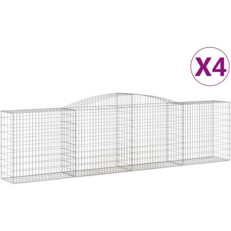 Paniers à gabions arqués 4 pcs  Mur en gabion 400x50x100/120 cm Fer galvanisé