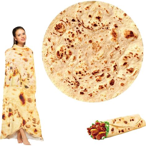 150 x 150 cm große Flanell-Tortilladecke im Burrito-Stil, weich und bequem für Kinder, Familie oder Haustiere