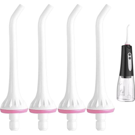 Lot de 4 embouts de rechange pour hydropulseur – Compatible avec Hangsun/Waterpik/Nicwell/COSLUS/Mospro/Zerhunt – Buses à jet d'irrigateur buccal pour un nettoyage efficace (blanc)