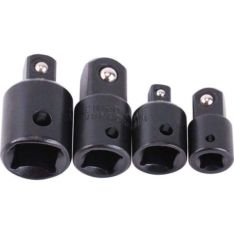 Embout Clé 1/4" 3/8" 1/2", Adaptateur Clé à Choc, 4pcs Douille Réducteur Embout Pour Clé à Douille, Convertisseur De Pilote De Douille Pour Conversions De Tournevis à Chocs Clés à Cliquet D'ex