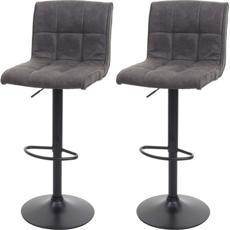 2er-Set Barhocker HHG-076, Barstuhl Tresenhocker, Wildlederimitat MVG-zertifiziert vintage dunkelgrau