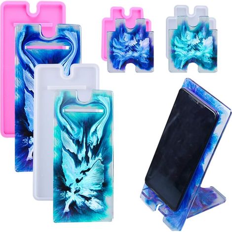 Moule En Silicone - Support De Téléphone En Résine Époxy - Pour Fabrication DIY - 2 Formats 21,5 x 10 cm Et 12 x 10 cm - 4 Pièces (1/5)