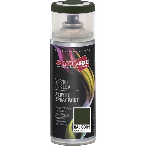 Vernis peinture Acrylique Multi-Usage, Peinture Brillante pour Intérieur et Extérieur, Adapté a Tous Type de Matériau, Aérosol En Fer-Blanc Recyclable de 400 ml, Vert Sapin (1/5)