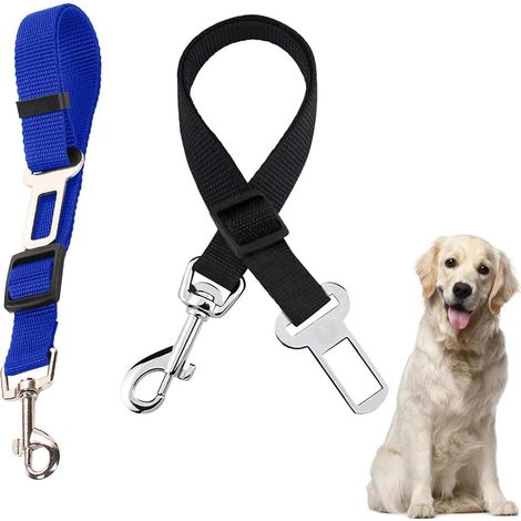 2 Pièces Ceinture de Sécurité pour Chien et Chat Harnais de Sécurité Voiture 3 en 1 Réglable avec Coussin Antichoc Élastique, Mousqueton de Sécurité et Nylon Réglable pour Animaux de Compagnie (1/5)