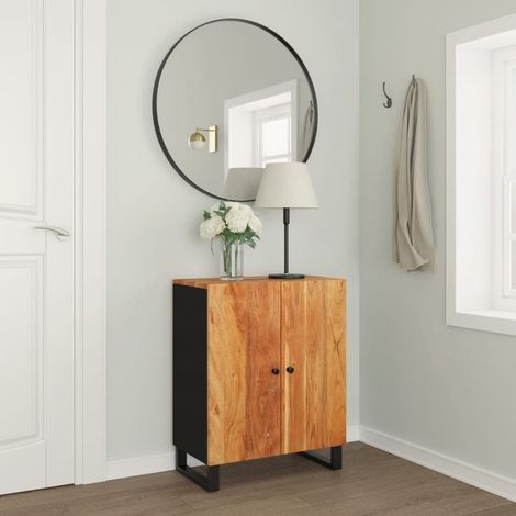 Buffet en bois massif d’acacia avec rangement, cadre noir, 60 x 33 x 75 cm - PANGIVO (1/5)