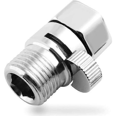 Robinet d'arrêt 1/2" en laiton pour pommeau de douche, robinet économiseur d'eau avec levier, vanne de contrôle de débit G1/2 pour pommeau de douche et douchette, universel (1/5)