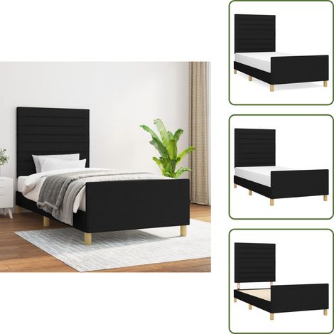 The Living Store Bettgestell ohne Matratze Schwarz 90x200 cm Stoff - Kopfteil (1/5)