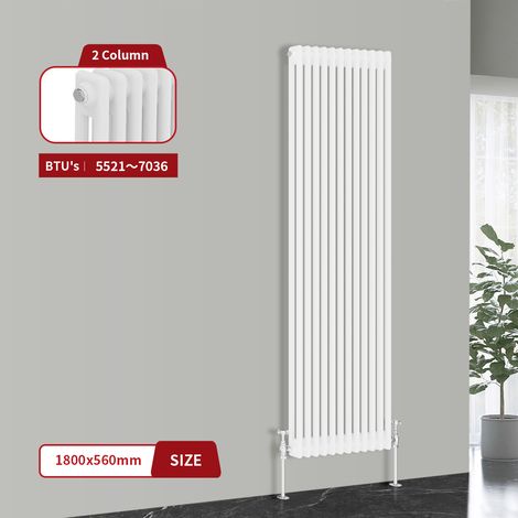 Warmehaus Traditional Cast Iron Style Radiator White Double Column 1800 x 560mm (1/5)