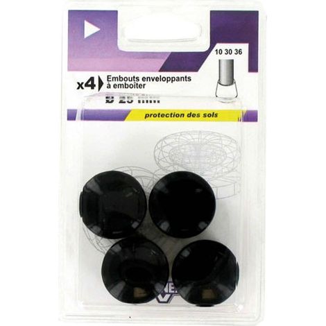 Embout Enveloppant Plastique Noir D.25mm Blister De 4 - Vynex (1/2)