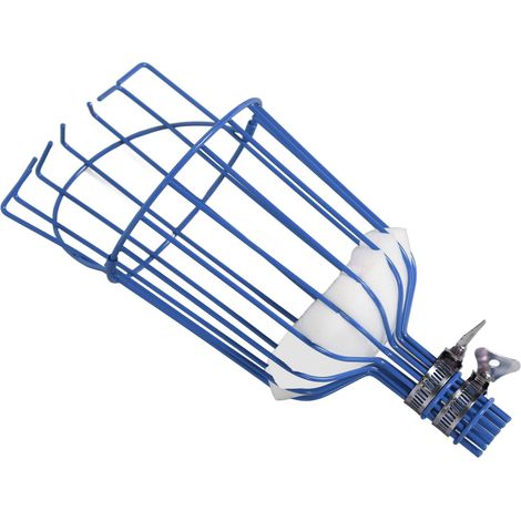 Panier cueille-fruits amovible, antirouille, multifonctionnel, pour tuyau de 3 cm de diamètre (bleu). (1/5)