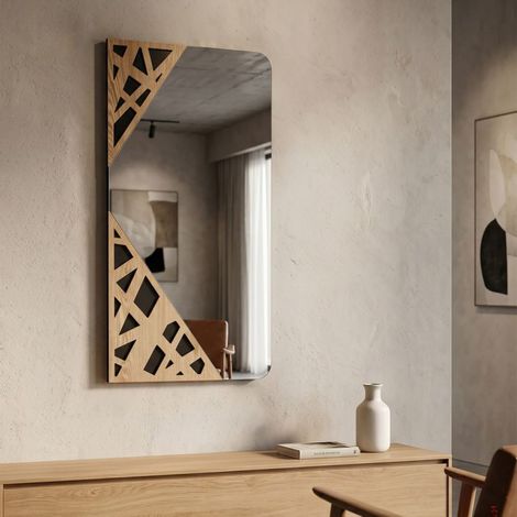 Miroir mural rectangulaire 50x90 cm Lazio Bois et Noir (1/5)