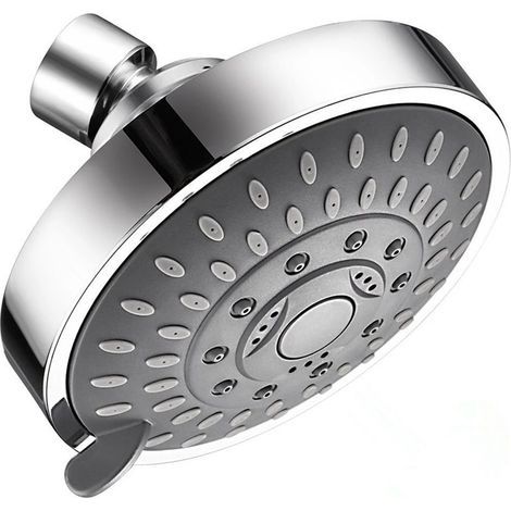 Ducha de mano oculta de cinco velocidades con ahorro de agua, cabezal de ducha pequeño de 4 pulgadas con rótula de cobre ajustable - 1 unidad (1/5)