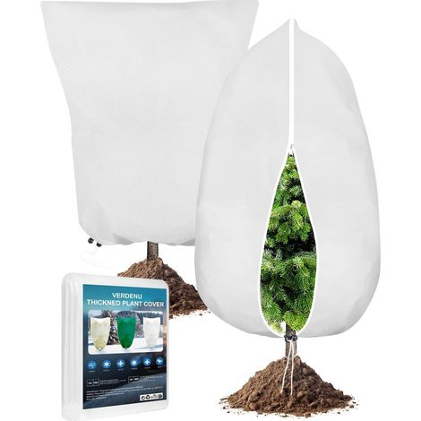 CYRILL-2pcs Voile Hivernage Plante Exterieur, 80  100cm Housse Hivernage Plante Exterieur, 80g/㎡ Voile D'hivernage avec Fermeture à Glissière, Contr Le Froid et Le Gel Protection Plantes Exterieur (1/5)