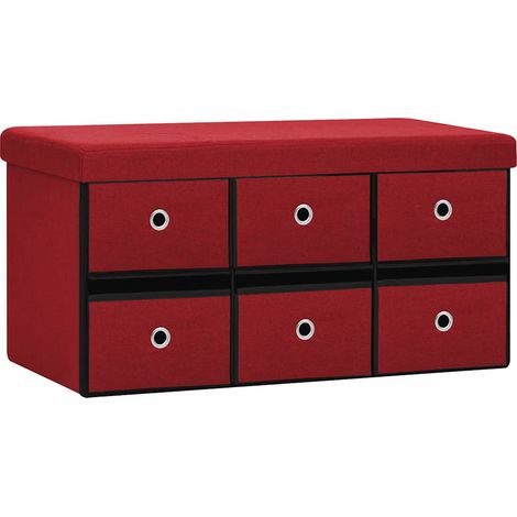 Maison Exclusive - Cassapanca Pieghevole Rosso Vino 76x38x38 cm in Simil Lino (1/5)