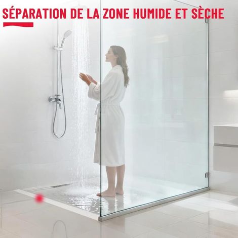Barre de seuil de Douche autocollante - 170 cm - en Silicone Flexible - Étanche - Design adapté aux fauteuils roulants - Installation Rapide - Facile à découper (1/5)