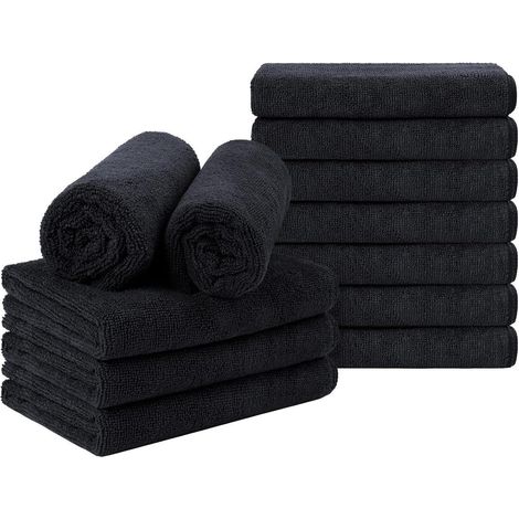 Schwarzes Mikrofaser-Salon-Handtuch 12er Pack 40,6 x 68,9 cm (1/5)