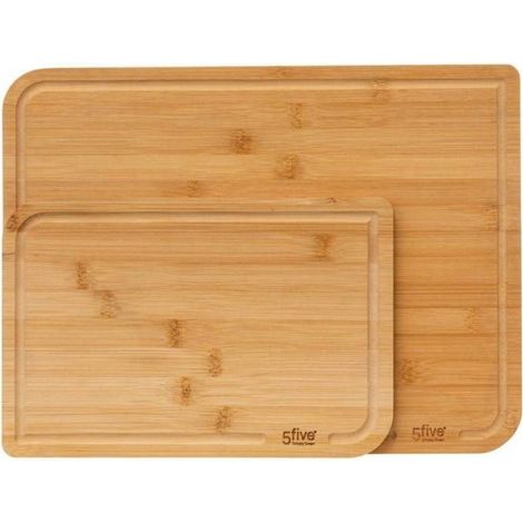 Planche A Decouper - Bambou - Lot De 2 Tailles Differentes 35x25 cm Et 22x15 cm - Pour Cuisine Et Service Apéritif - 2 Pièces (1/5)