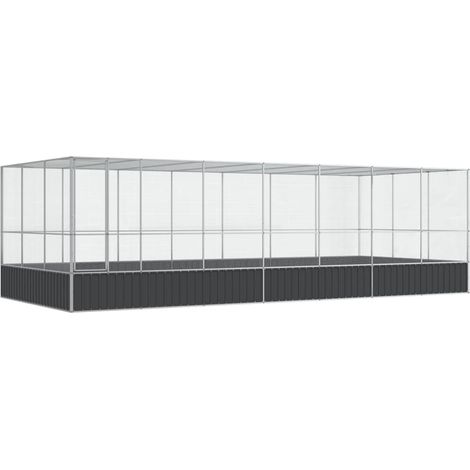 Gabbia per uccelli voliera con estensione argento 725 x 307 x 212 cm acciaio Argento 020045662