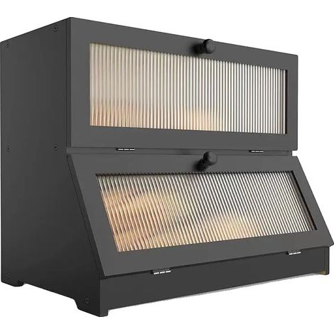 Boîte à pain en bambou, design à deux niveaux, matériau écologique, noir (1/2)