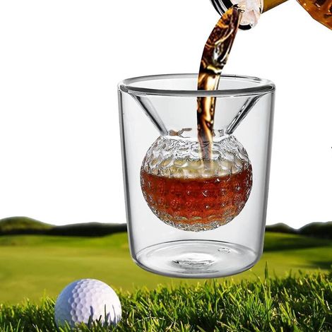 Verre à whisky sur le thème du golf, Verres à whisky pour hommes sur le thème du golf, Cadeaux de golf pour hommes, Verre à whisky avec motif de balle de golf incrusté - 1 pièce (1/5)