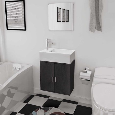 vidaXL Conjunto de mueble y lavabo 3 piezas negro (1/5)