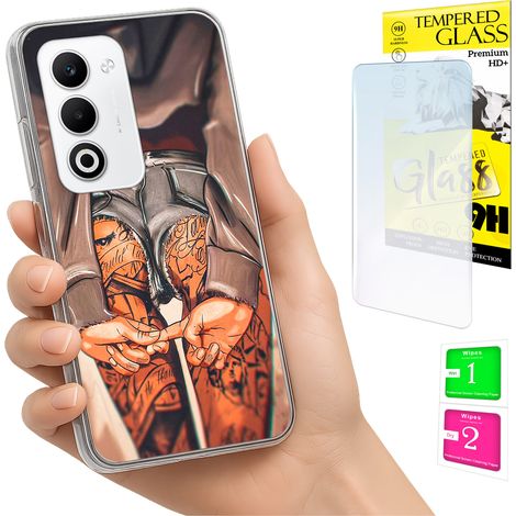 Custodia per Oppo A5 5G, cover posteriore con vetro temperato 9H. (1/5)