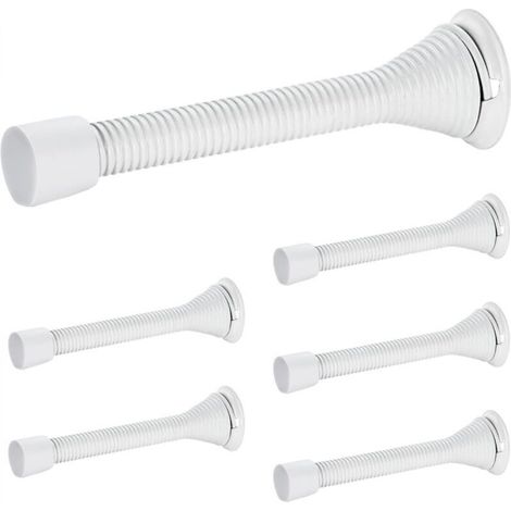 Türstopper, 6er-Set, weiß, federbelastet, mit Gummipuffer, für die Unterseite der Tür