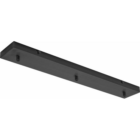 Rosace rectangulaire en métal Alice noire IP20 pour suspension - Socle de plafond moderne, connexion centrale, installation facile