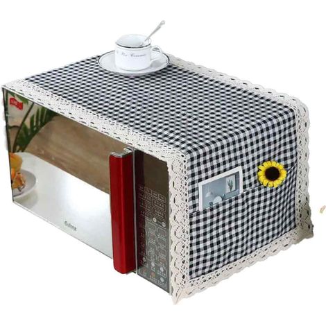 1 Housse four micro-ondes, coton lin, résistant huile, anti-poussière, avec poches, cuisine (1/5)