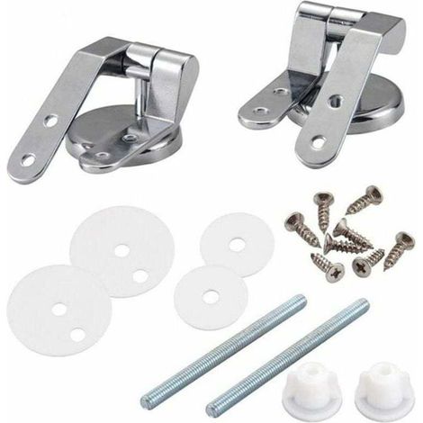 Charniere Abattant WC, Kit Fixations Remplacement pour WC Abattant, Charnière WC Fixations, pour Sièges de Toilette en Résine de Bois - 2 Pcs (1/4)
