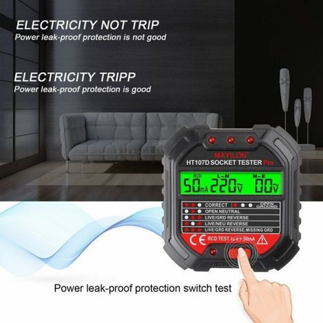 Testeur De Prise Electrique - Detection Terre Et Polarite - Pour Maison Bureau Hotel - 6 Indicateurs LED - 90-250 V - 1 Unite (1/5)