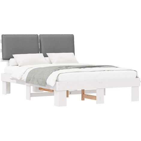 Maison Exclusive - Letto con Testiera Rivestita Grigio chiaro 150 x 200 cm (1/5)