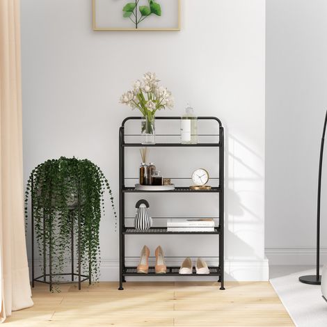 Support de Plantes Pliable à 4 Niveaux en Métal avec Étagère Réglable Support de Pot de Fleurs avec Pieds Réglables Noir (1/2)