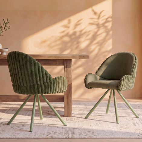 Lot de 2 chaises North velours côtelé Kaki (1/5)