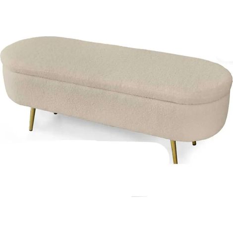 Beige teddy stoff bank mit stauraum 122x41x47