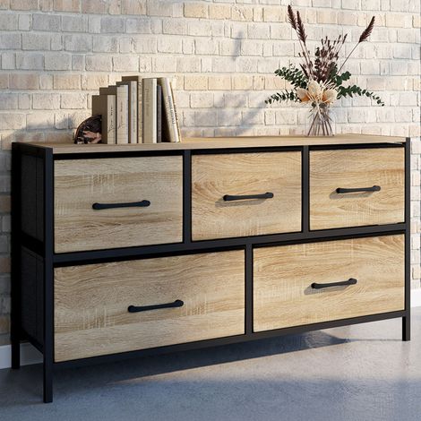 UTAH Arcón de tela de 5 cajones H.55 cm mueble de almacenaje de diseño industrial