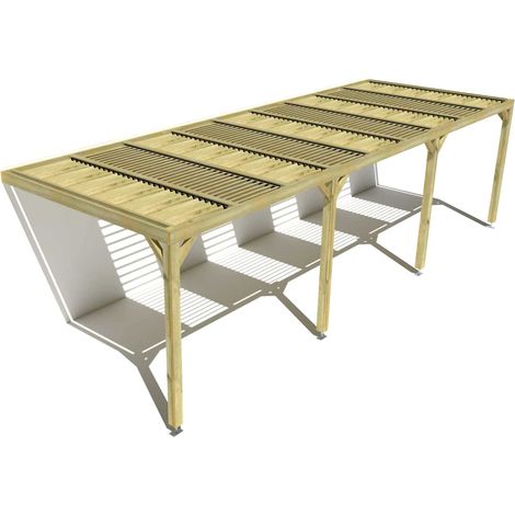 Pergola bois • 9m x 3m • adossée • sens profondeur • lames orientables bioclimatiques incluses • livraison comprise (1/3)