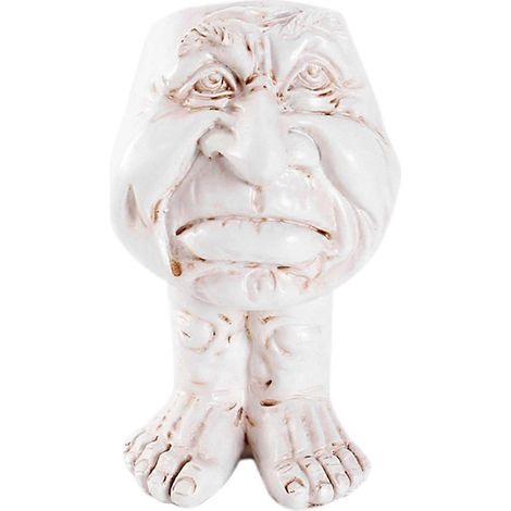 Sculpture en résine à visage amusant dans un pot de fleurs avec une expression amusante B-- (1/5)