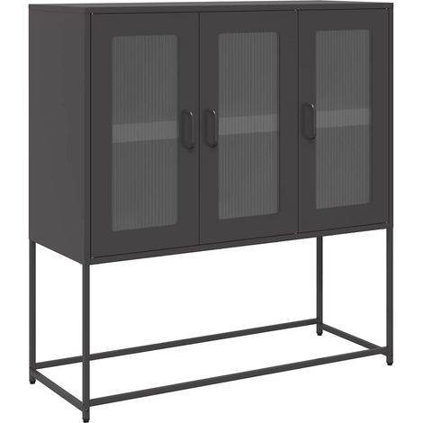 Maison Exclusive - Aparador de acero laminado en frío negro 100,5