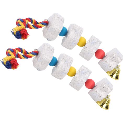 Lot de 2 jouets à mâcher pour oiseaux : pierre à aiguiser pour bec de perroquets, hamsters et autres rongeurs (1/5)