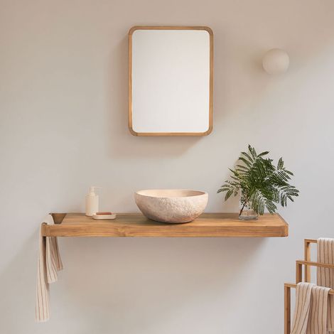Ensemble meuble de salle de bain suspendu 130x45 cm en bois de teck Neill SKLUM