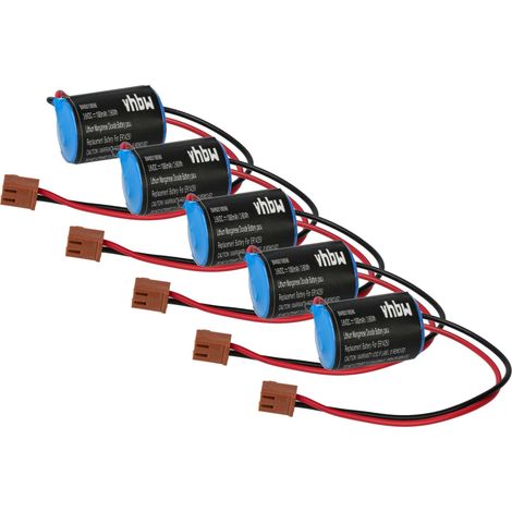 vhbw 5x Battery Replacement for Omron CPM2A-BAT01 for CNC Router, CNC Controller (1000 mAh, 3.6 V, Li-Ion)